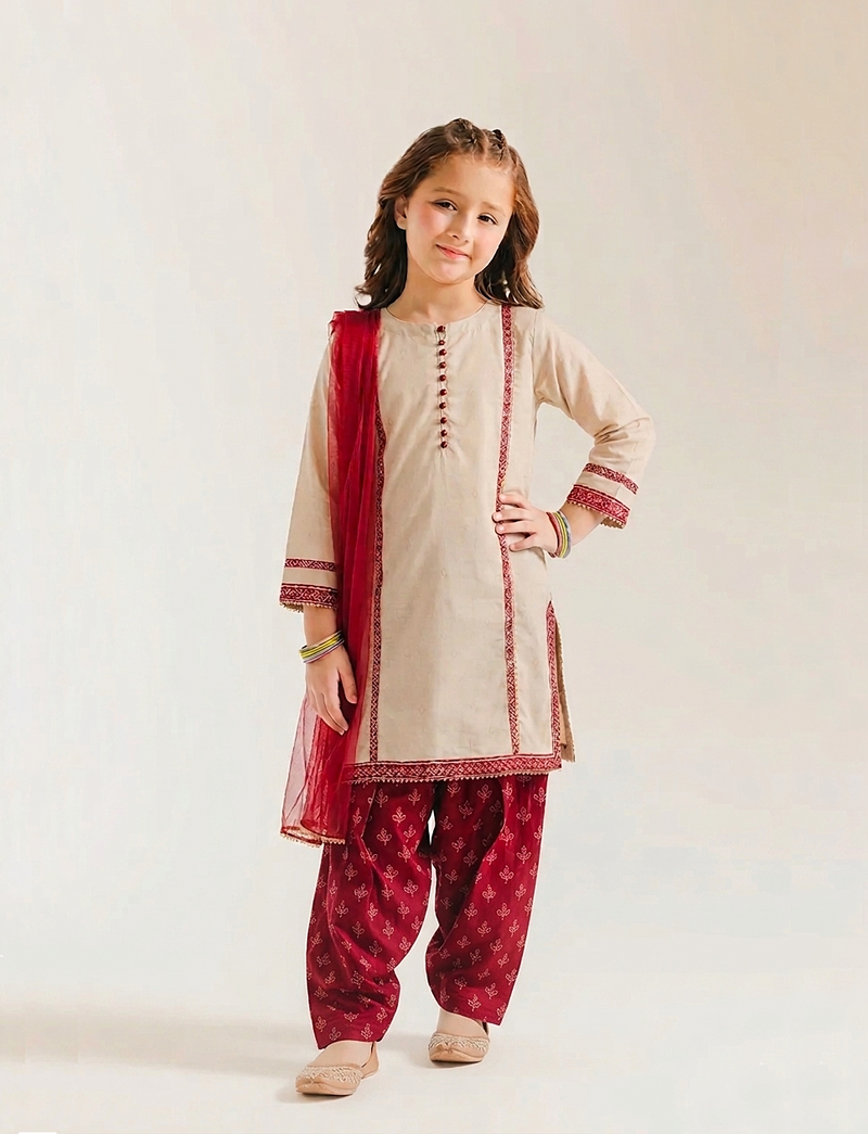 Girls' 3 Piece Lawn Suit