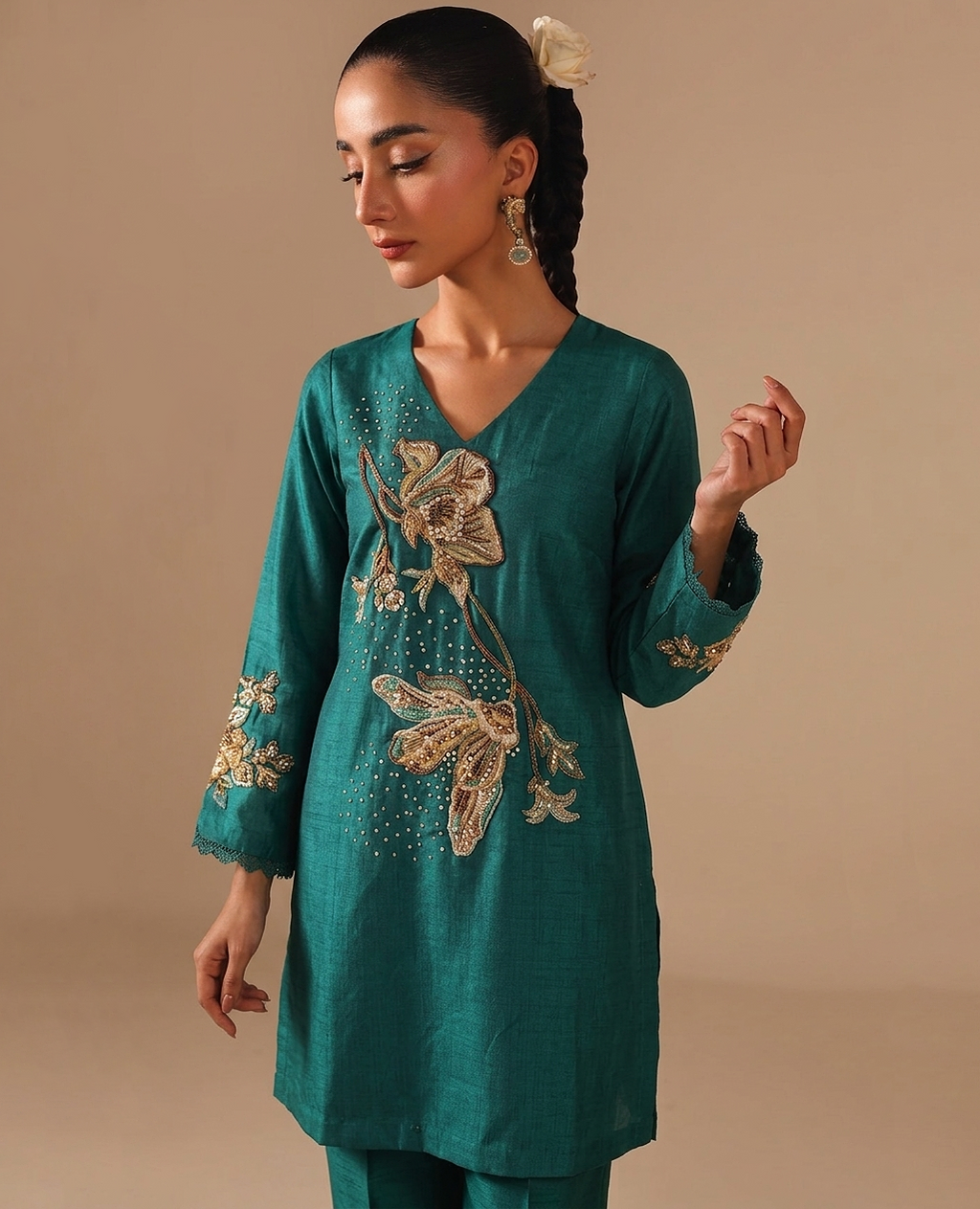 3-Piece Rawsilk Suit - Embroidered