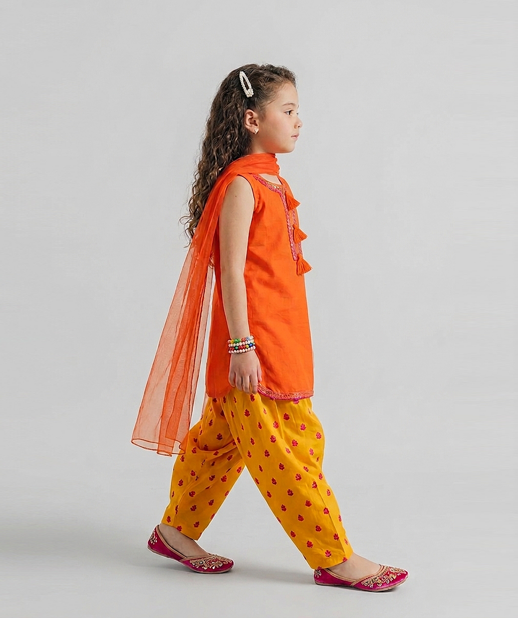Girls' 3 Piece Lawn Suit - Embroidered
