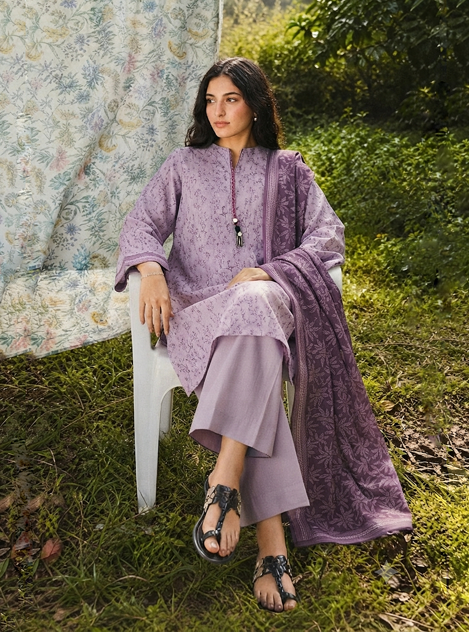 Lavender Fields Lawn 3-Piece Printed Suit | Stitched