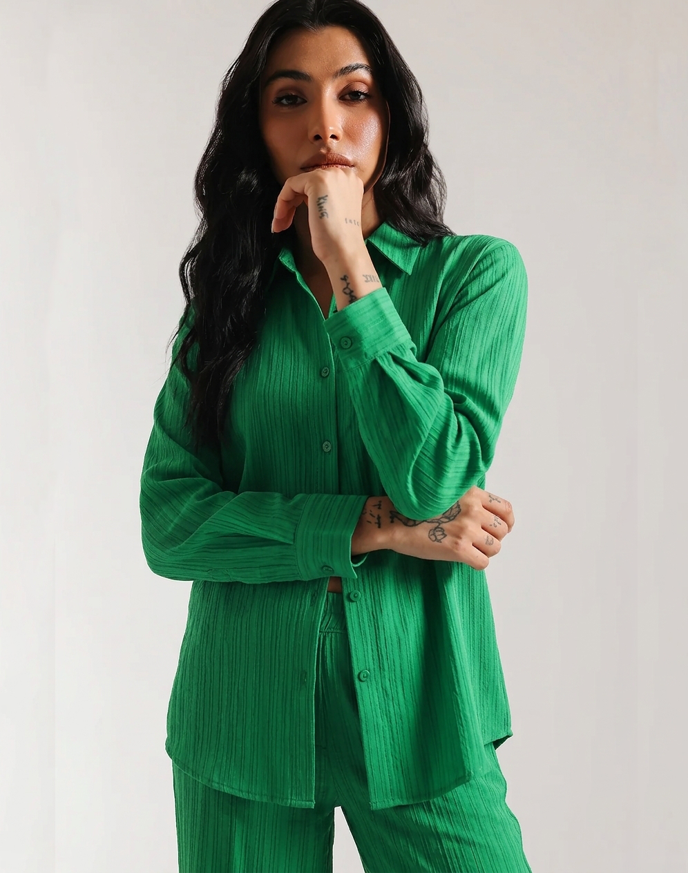 Emerald Chic Cotton Crinkle - Co'Ord Set
