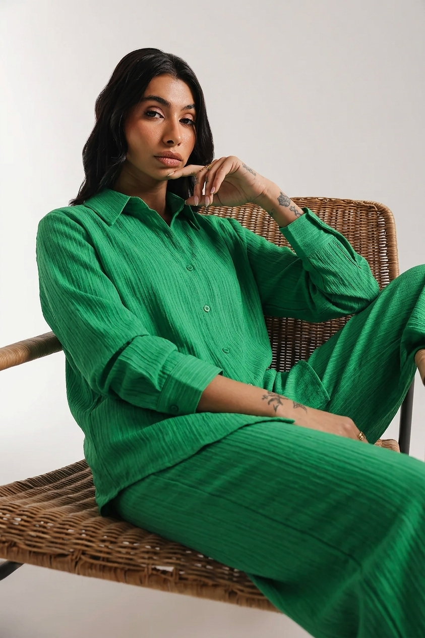 Emerald Chic Cotton Crinkle - Co'Ord Set