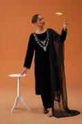 Black Velvet Pearl-Embellished 3-Piece