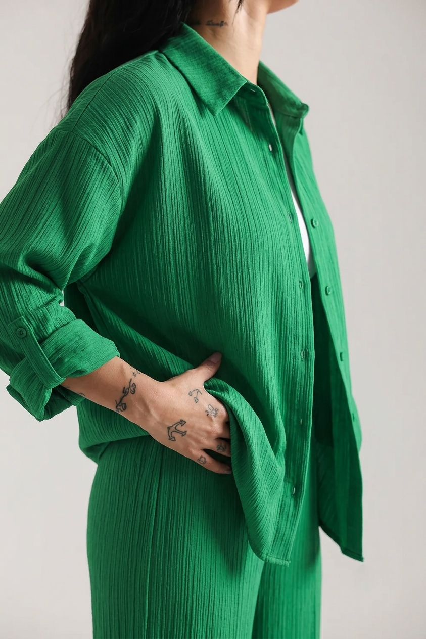 Emerald Chic Cotton Crinkle - Co'Ord Set