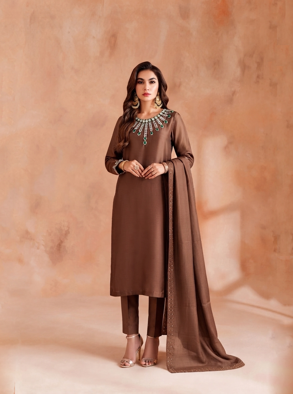 Earthy Elegance - 3-Piece Raw Silk Ensemble
