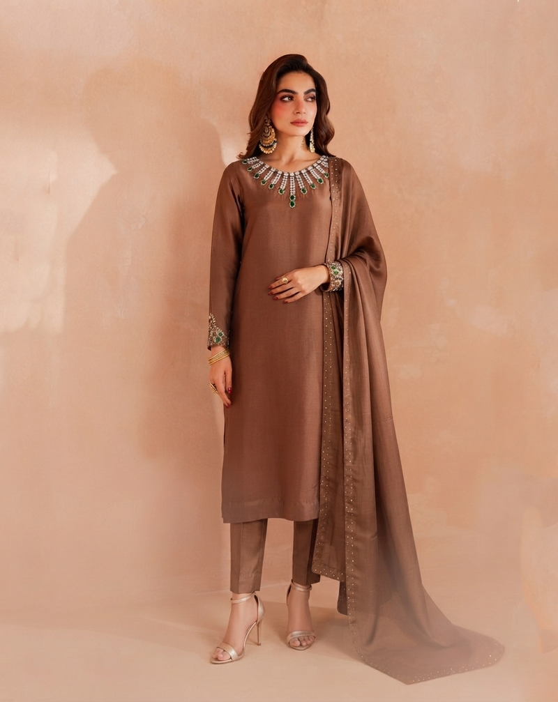 Earthy Elegance - 3-Piece Raw Silk Ensemble