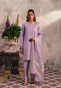 Lilac Cotton Jacquard Hand-Embroidered 3-Piece Outfit
