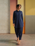 Deep Navy Georgette Grip Co-Ord Set