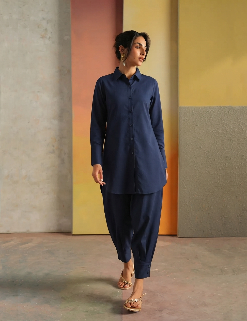 Deep Navy Georgette Grip Co-Ord Set