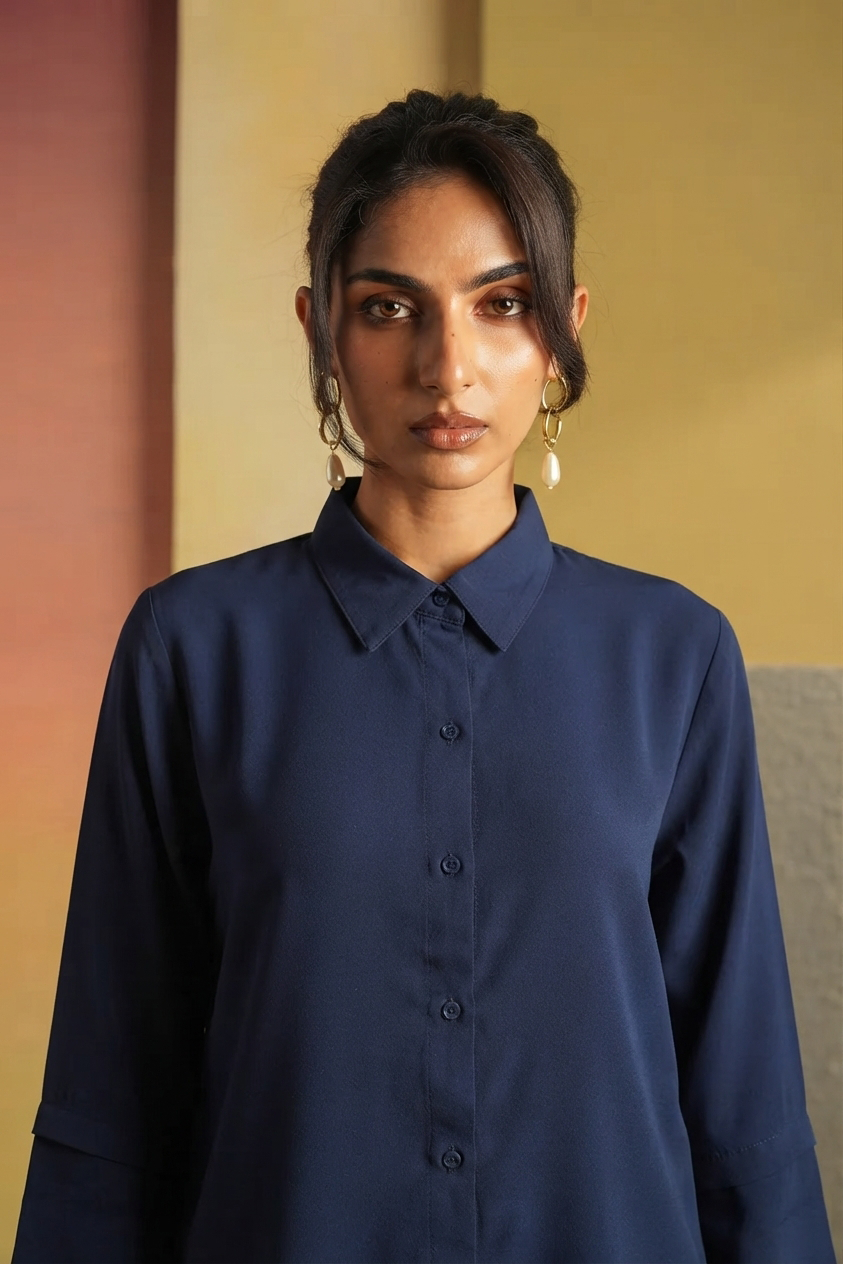 Deep Navy Georgette Grip Co-Ord Set