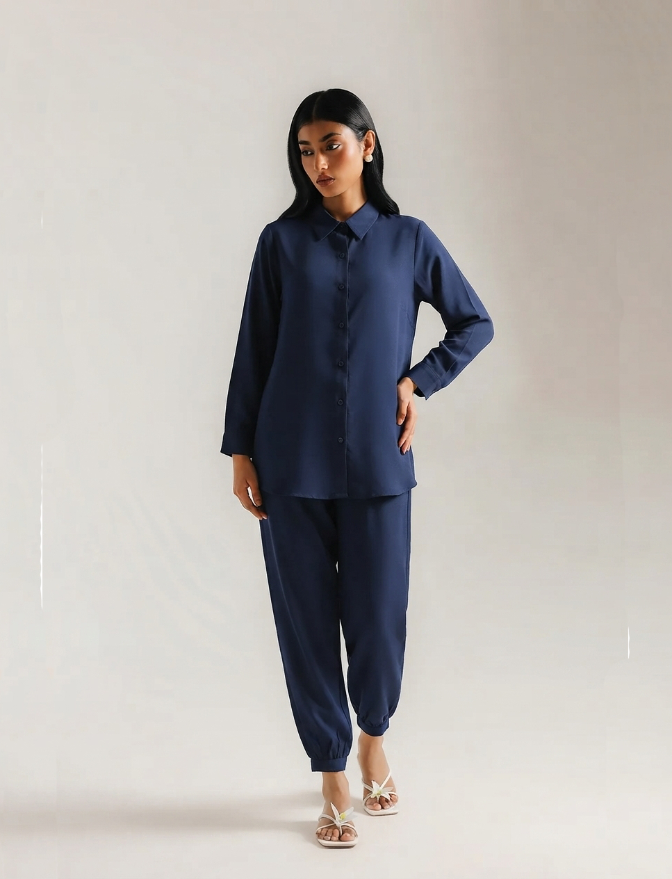 Deep Navy Georgette Grip Co-Ord Set