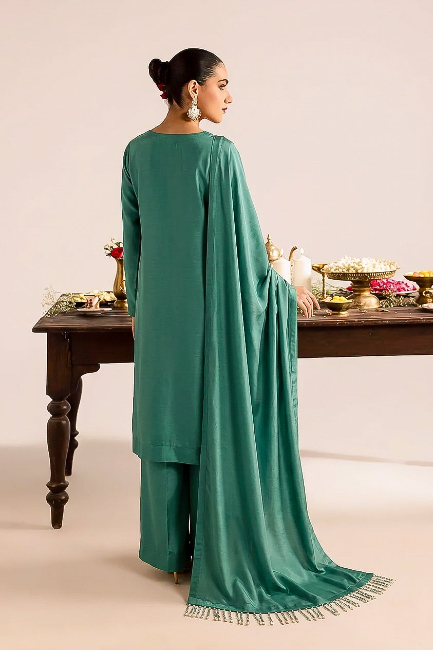 Sage Green Silk Hand-Embellished 3-Piece Suit