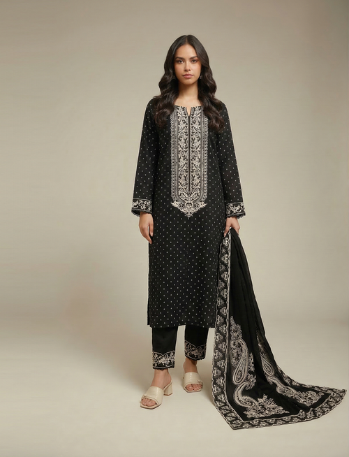 3 Piece Printed Grip Suit - Embroidered