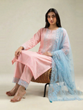 3 Piece Slub Lawn Suit - Embroidered