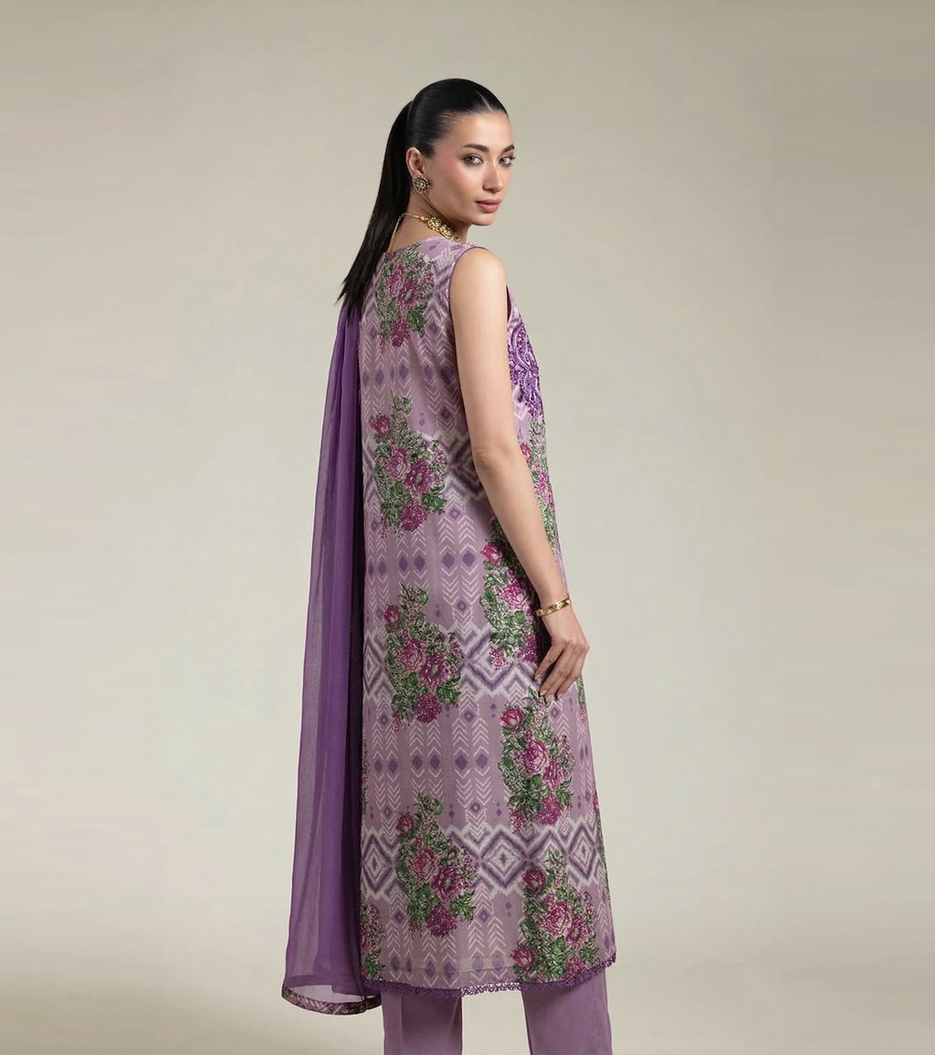 3 Piece Printed Lawn Suit - Embroidered