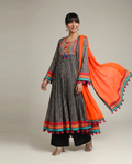 3 Piece Printed Chiffon Suit - Embroidered