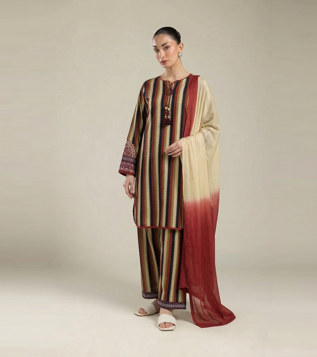 3 Piece Printed Lawn Suit - Embroidered