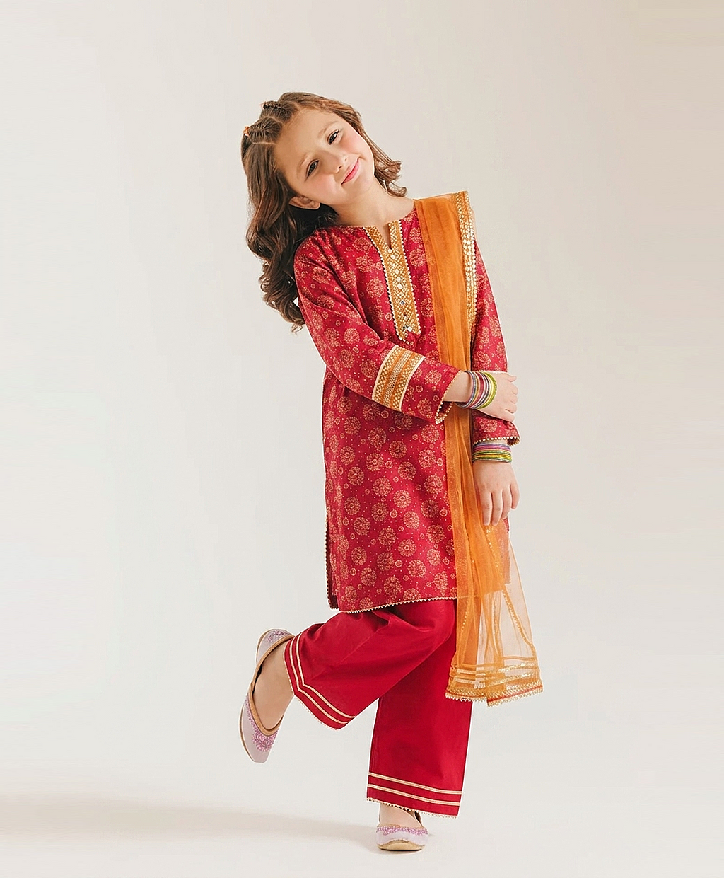 Girls' 3 Piece Printed Lawn Suit