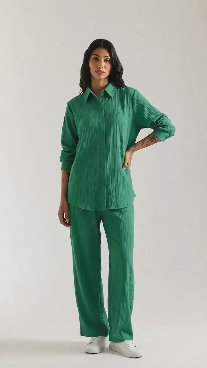 Emerald Chic Cotton Crinkle - Co'Ord Set